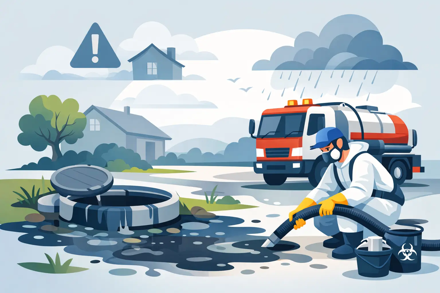 Emergency Septic Overflow Cleanup First Steps